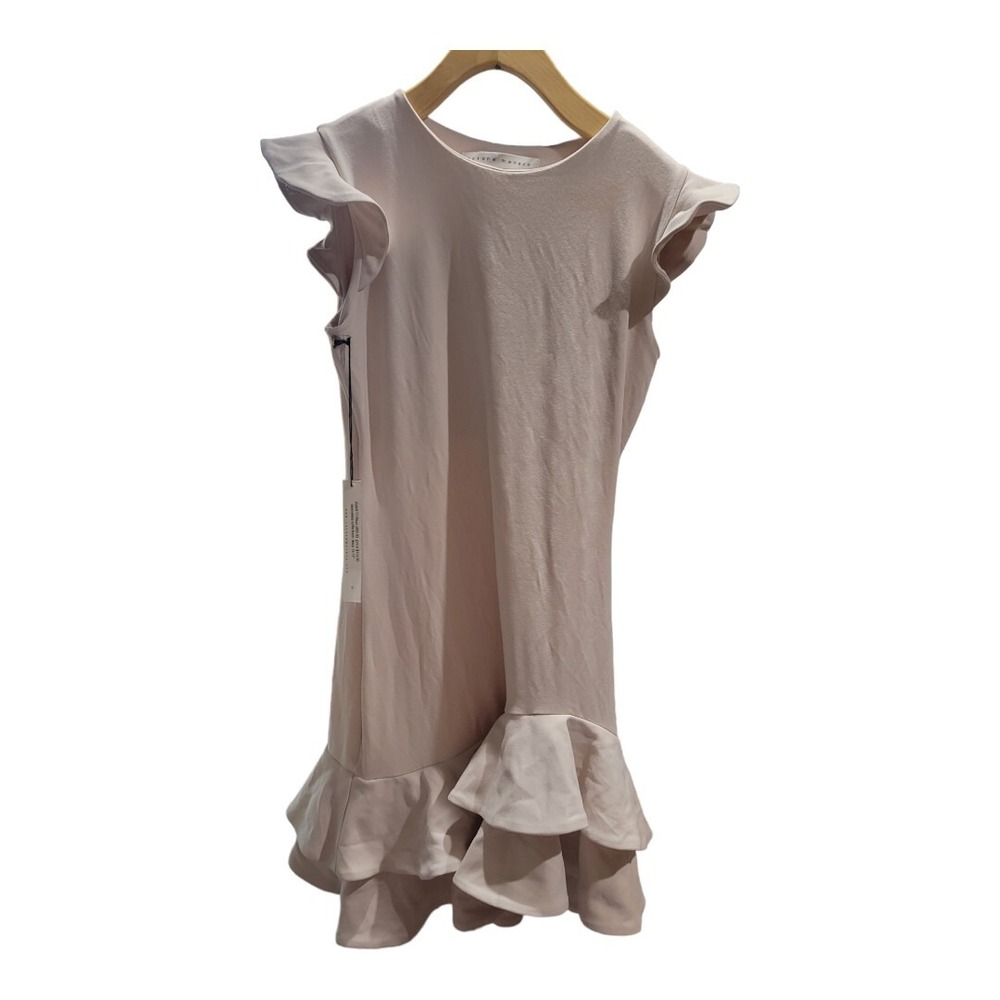 $177 Susana Monaco Women's Blush Sleeveless Ruffle Hem Dress Size S Discolored